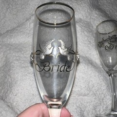 Rawcliffe Bride & Groom Toasting Flute Wedding Glasses Vintage Pewter Doves VTG!