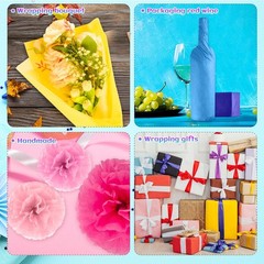 PLULON 60 Sheets Colored Tissue Paper Bulk 8 Mixed Colors Gift Multicolor