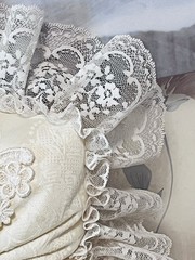 Vtg Wedding Ring Bearer Pillow Victorian Bride Brocade Ivory Satin Lace Ribbons