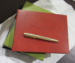Stanley Korshak Dallas Morocco Leather Bound Hardcover Guest Book NEW RED