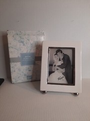 Wedding Photo Frame White Shimmering Finish Table Top