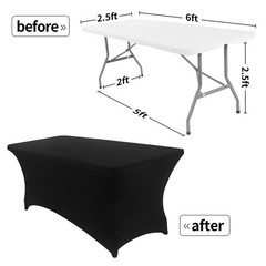 Peomeise 2PCS 6FT Spandex Table Cover Rectangular Stretch Spandex Tablecloth …