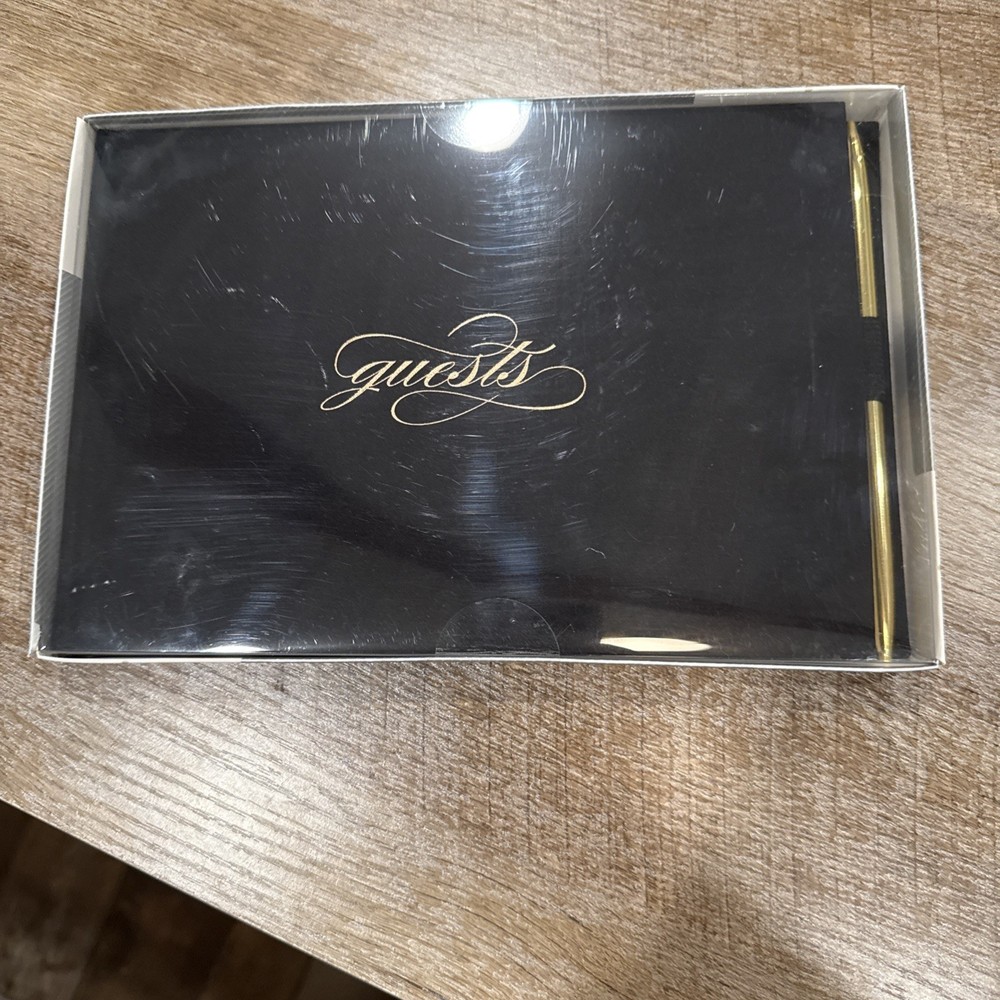 Celebrate Wedding Guest Book 9.5”x7”Gold Foil Hardcover Sign-in Album W/Gold Pen