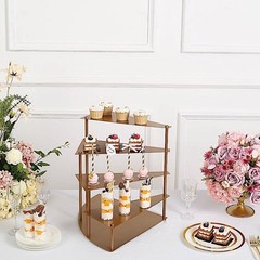 17 in Gold 4 Tier Spiral Stairway Metal Cupcake Dessert Stand 17″,