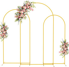Gold Metal Arch Backdrop Stand Set of 3 for Weddings & Events