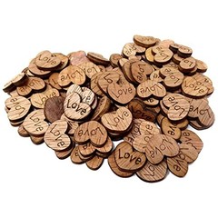 Honbay 300PCS Tiny Wooden Love Hearts Confetti Rustic Heart Wedding Table