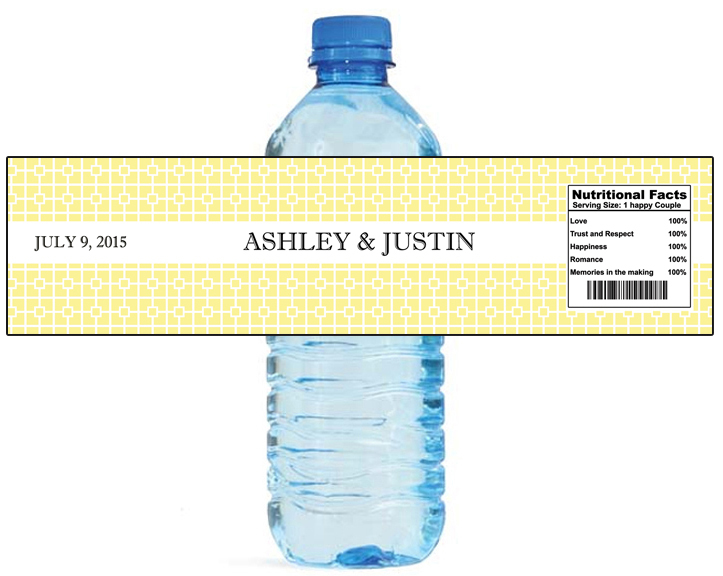 100 Square Pattern Light Purple Wedding Engagement Party Water Bottle labels