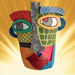 Picasso-Inspired Abstract Face Planter, embellished or original – Free shipping.