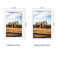 12×18 Picture Frame Set of 5, White Poster Frame, Display Pictures 11 x 17 wi…