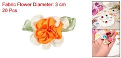 20Pcs Ribbon Flowers 1.2 in Fabric Flowers Satin Ribbon White/Orange