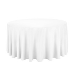 1 White Round 120″ inch Tablecloth Polyester 5′ Feet Wedding Table Cover USA