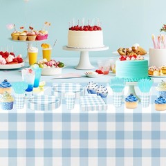 Suhelkit Light Blue Gingham Party 55 inches x 86 inches, Multi Color