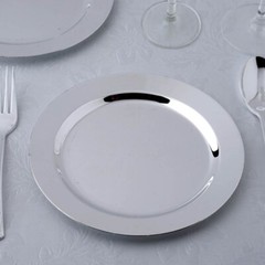 Silver Plastic 8″ Round Gray Appetizer Plates Fancy Party Wedding Reception