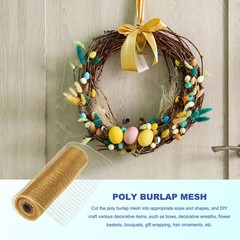10 Inch Glitter Poly Burlap Mesh for Mesh Ribbon 10 Yard Light Coffee & Gold