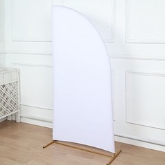 6 ft x 3 ft Matte WHITE Fitted Spandex Half Moon Backdrop STAND COVER Party