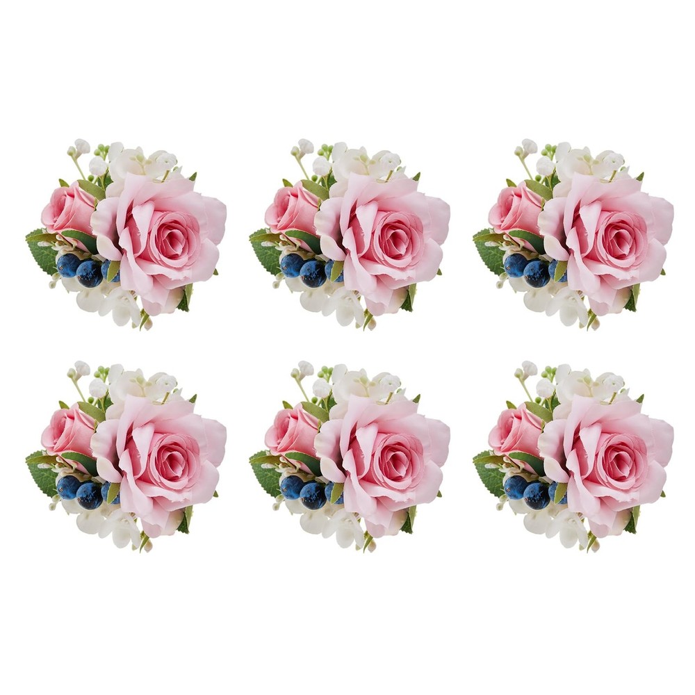Meldel Pink Pocket Boutonniere for Men Wedding, Set of 6, Prom Corsages Flowe…