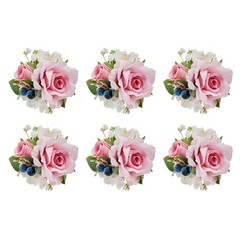 Meldel Pink Pocket Boutonniere for Men Wedding, Set of 6, Prom Corsages Flowe…