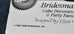 Wilton set of 2 bridesmaids cake toppers or figurines 1991 Vintage black & White