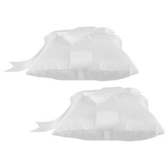 2Pcs Wedding Ceremony Ring Cushion Holder White Fabric Elegant Bowknot Pillow