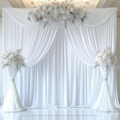 10ft x 14ft Wrinkle-Free White Backdrop Curtain for Elegant Weddings & Events