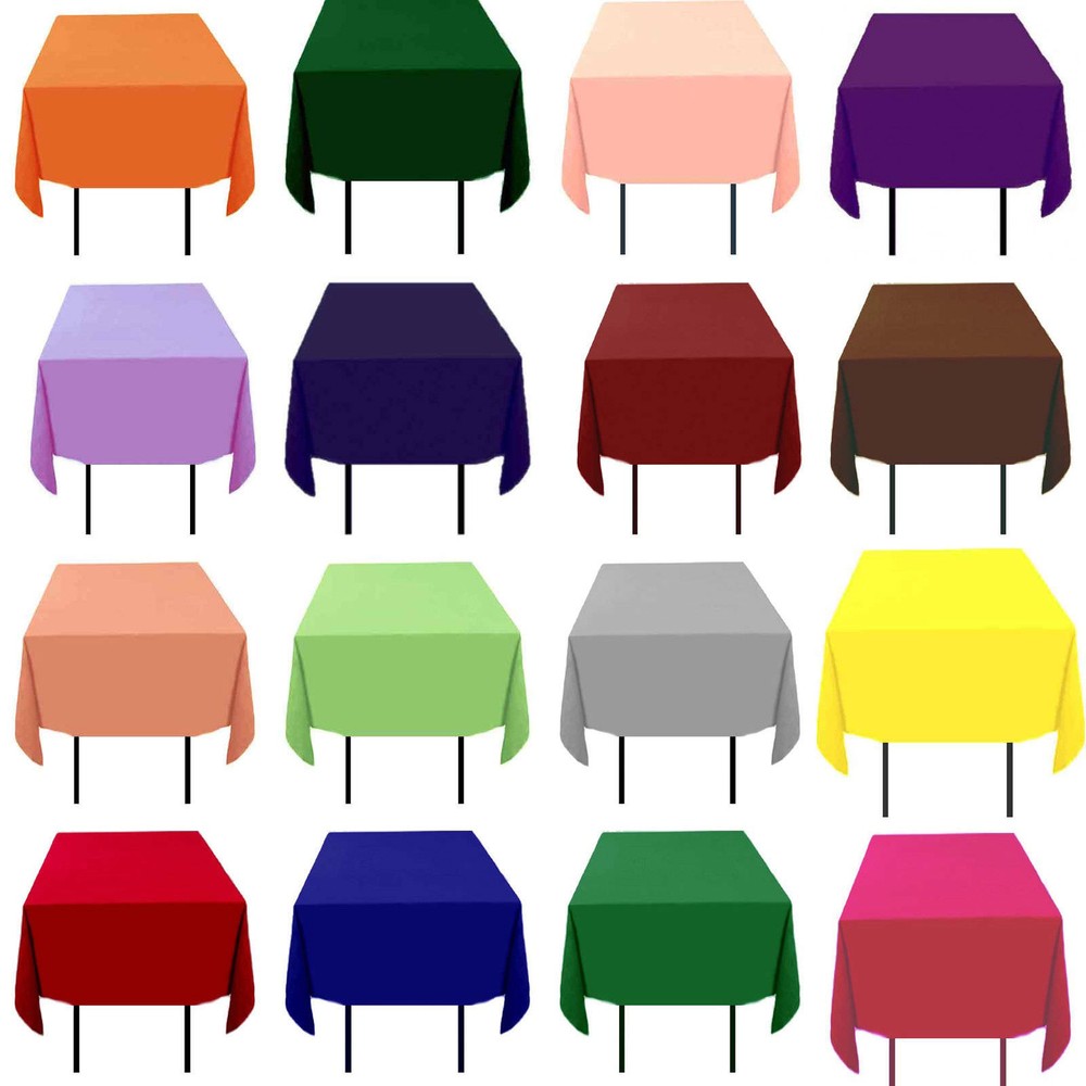 12 packs Square Tablecloths 90″x 90″ inch USA Polyester Party Overlay 23 COLORS