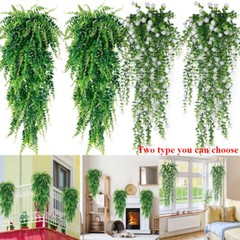4Pcs Artificial Hanging Fern Plants FakeTrailing Foliage Flower Leaf Home Decor