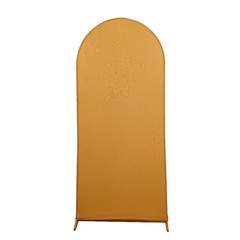 6 ft GOLD Matte Fitted Spandex Round Top Arch Backdrop STAND COVER Party
