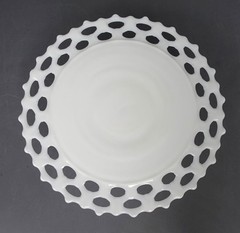 Westmoreland Vintage 11″ Doric Lace Milk Glass Pedestal Cake Plate Stand
