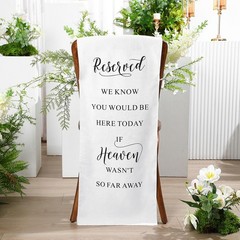 HunnmingRe Reserved Wedding Chair Sign Banner Loving Memory Linen, White