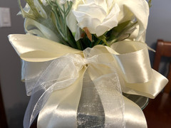 BRIDAL/WEDDING BOUQUET WHITE CALLA LILIES/ROSES/ETC-CASCADING/RIBBONS