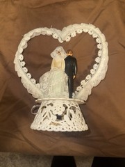 Coast Novelty MFG Co. Wedding Cake Topper with tin ring detail, made in 1950