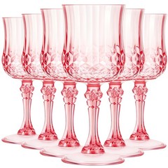 6 Pcs 7 oz Plastic Vintage Wine Glasses Reusable Colored Goblets Patterned Drink