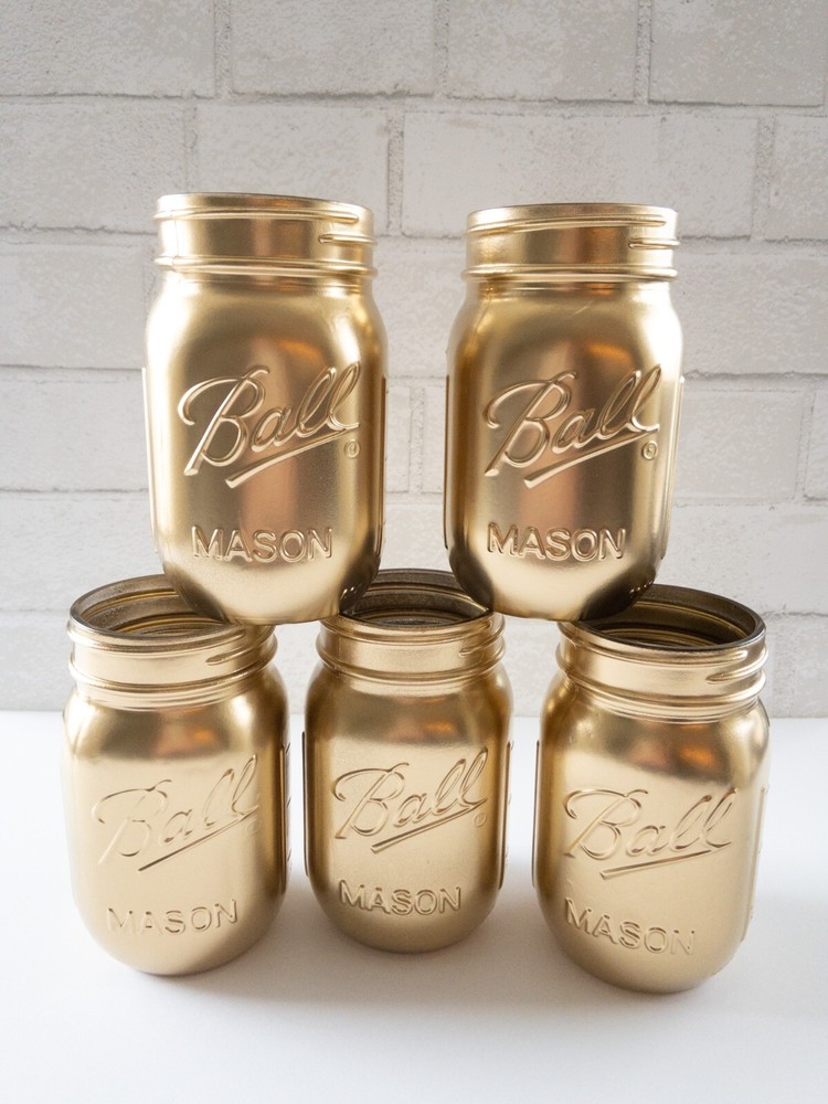 Gold Mason Jar Centerpiece