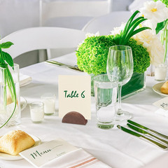 50 Pcs Wooden Table Number Stands, Semicircular Wedding Place Card Holders for T