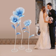 3pcs Blue Giant Artificial Flower 1.2/1.4/1.7m Decoration for Wedding Background