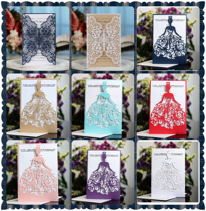 10PCS Laser Cut Party Invitations Sweet 16, Wedding, Quinceanera Party Card