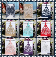 10PCS Laser Cut Party Invitations Sweet 16, Wedding, Quinceanera Party Card