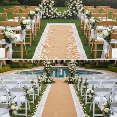 20 Ft x 36 in Aisle Runner for Wedding Ceremony,Natural Burlap Wedding Aisle …