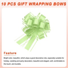 10 Pack 6 Inch Large Pull Bow Gift Wrapping Ribbon for Car Presents Fruit Green