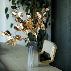 Gold 2 Metallic 27″ Artificial Eucalyptus Leaf Branches Faux Foliage Stems Party
