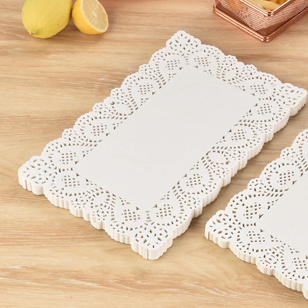 12×16 Inch Rectangle Paper Doilies White Lace Rectangle, 12x16in