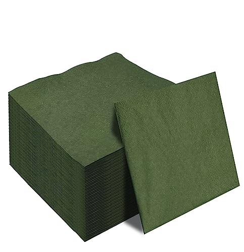 50 Pieces 2-ply Disposable Cocktail Napkins Beverage Napkins Green Napkin