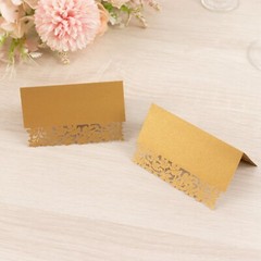 50 GOLD Paper Table Name PLACE CARDS Laser Cut Leaf Vine Design Party Events