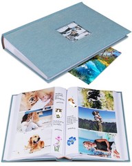 1DOT2 Photo Album 4×6 Hold 12.8 x 8.8 x 2.4 inches, 402 photos, Cyan Blue