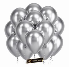 Silver Metallic Chrome Latex Balloons, 100 Pack 12inch (Normal) 06-silver-s35