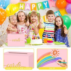 Light Pink and Gold Foil Card Box For Wedding Birthday Party Gift Box