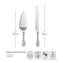 Wedding Cake Knife Server Set 18/10 Stainless Steel Luxury Cake Cut Silver