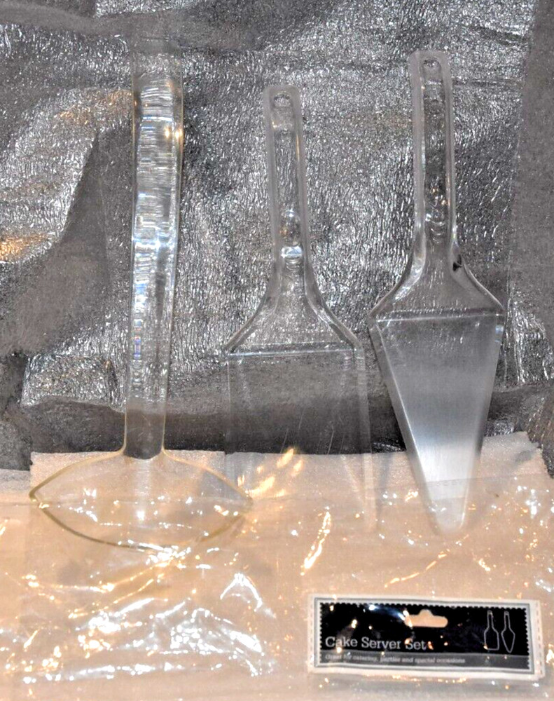 Set of 3 1-Cake Server, 1-Spatula & 1-Drink Ladle Clear Plastic*/