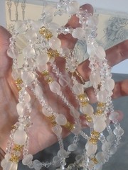 Vintage WEDDING LASSO~GLASS & ACRYLIC BEADS GOLD CROSS LAZO DE BODA~Religious