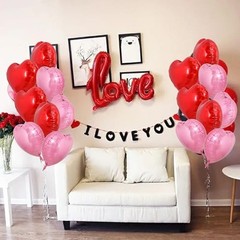 30Pcs 18 Inch Red Pink Heart Balloons Valentine’s Day Heart 30pcs-pink Red